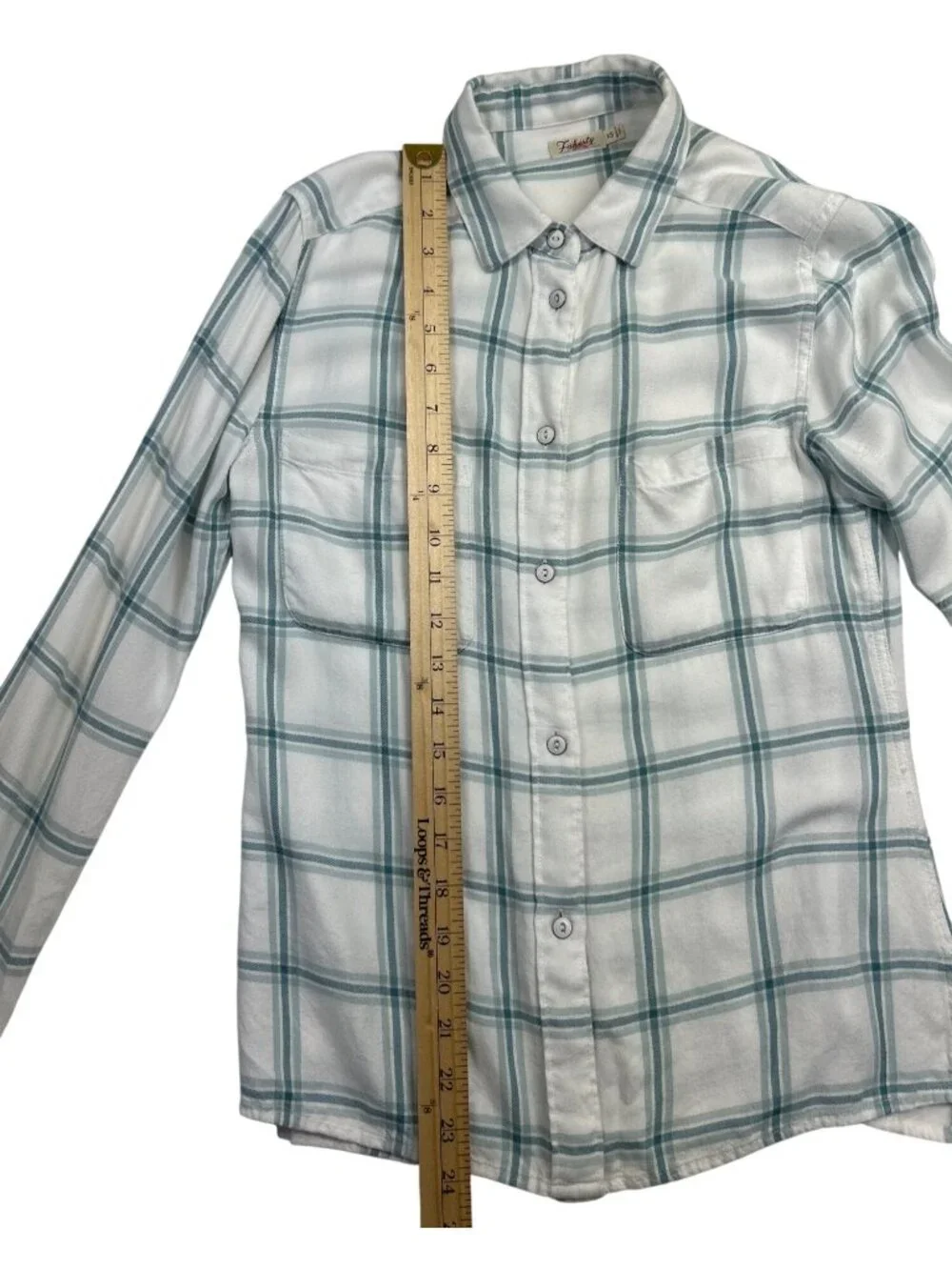 Faherty Women's XS  Plaid Button-Up Shirt Pockets Long Sleeve Coastal Casual